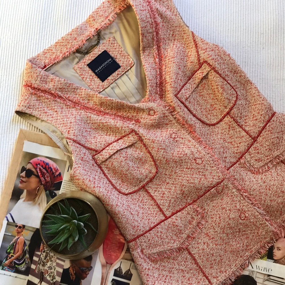 MAGASCHONI Fringe Panel Tweed 2 piece Top & Skirt